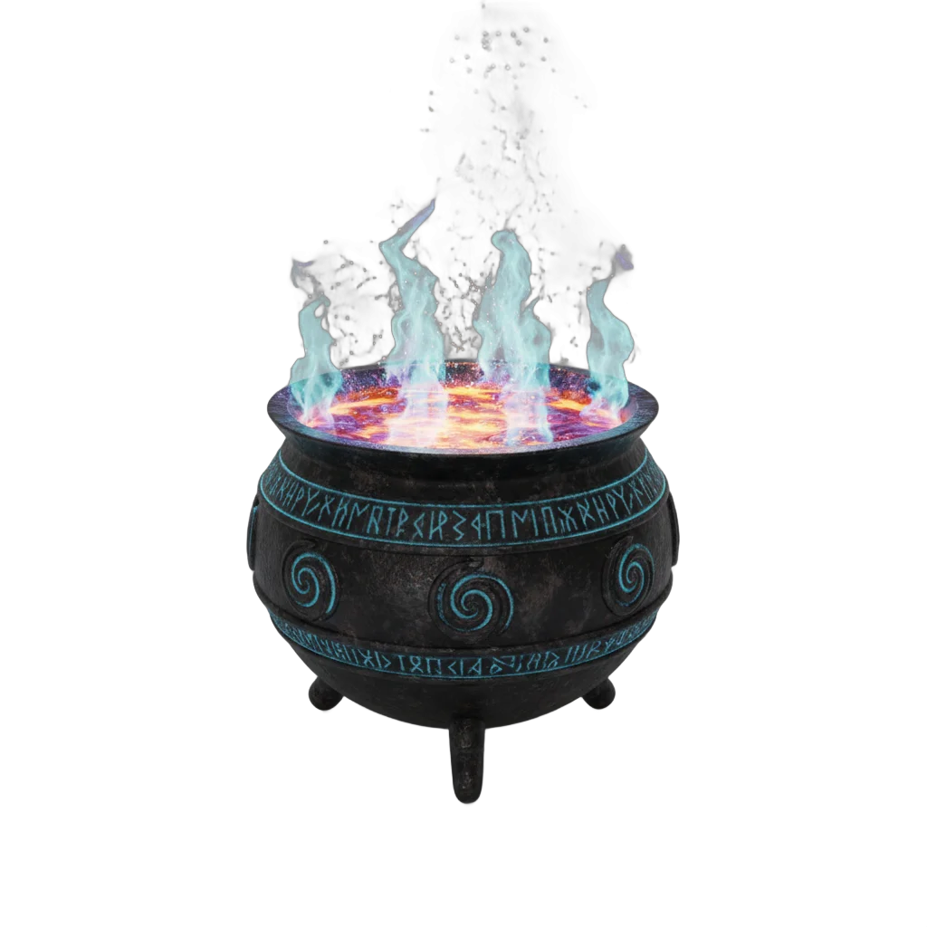 Magical Cauldron with Glowing Liquid