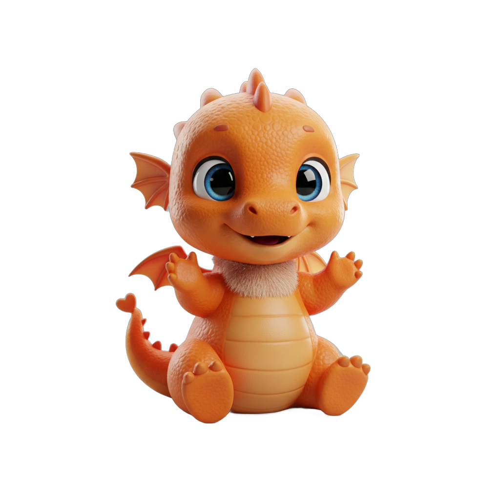 Cute Orange Baby Dragon