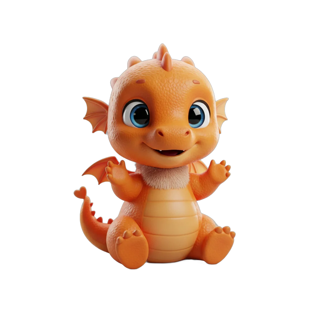 Cute Orange Baby Dragon
