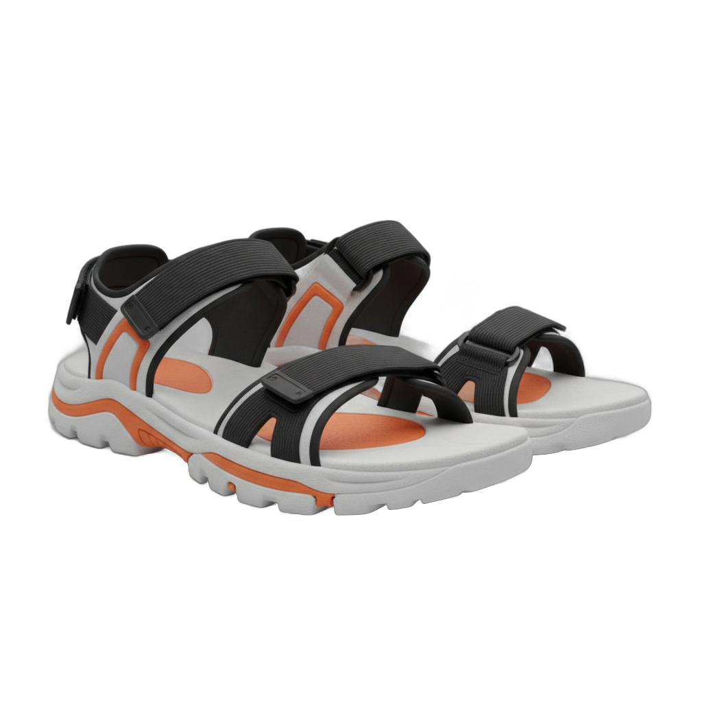 Sport Sandals with Orange Accents