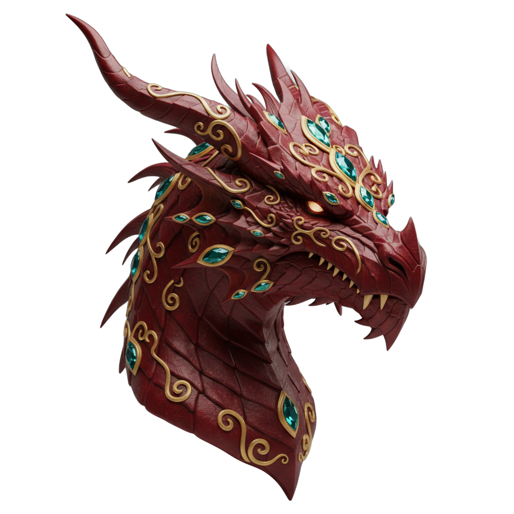 Ornate Red Dragon Head