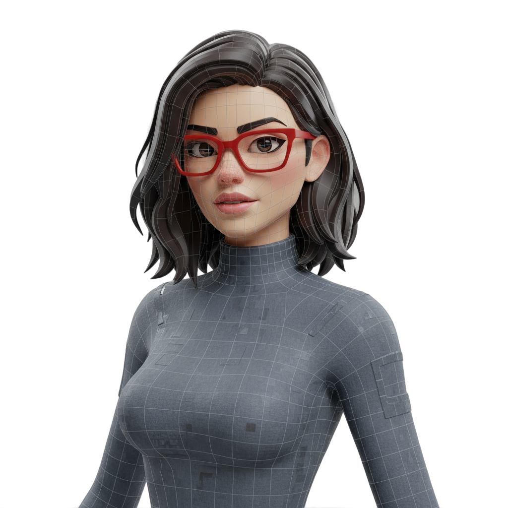 Stylized Woman with Red Glasses