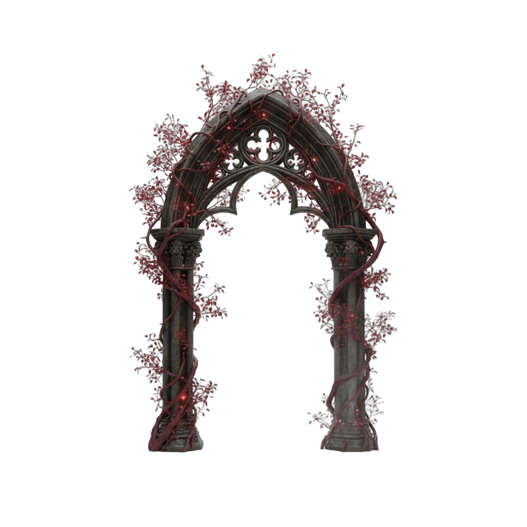 Gothic Archway with Crimson Vines
