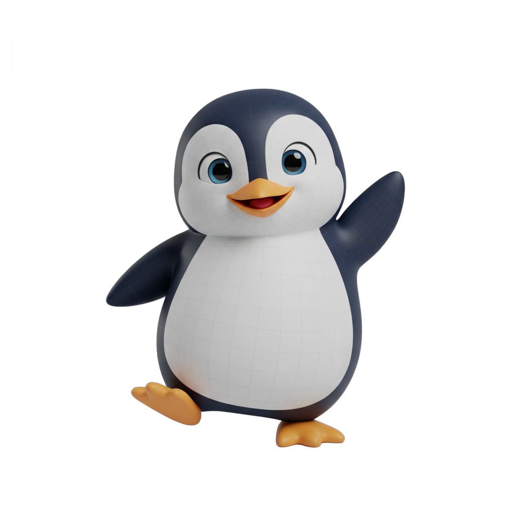 Cartoon Stylized Penguin Character