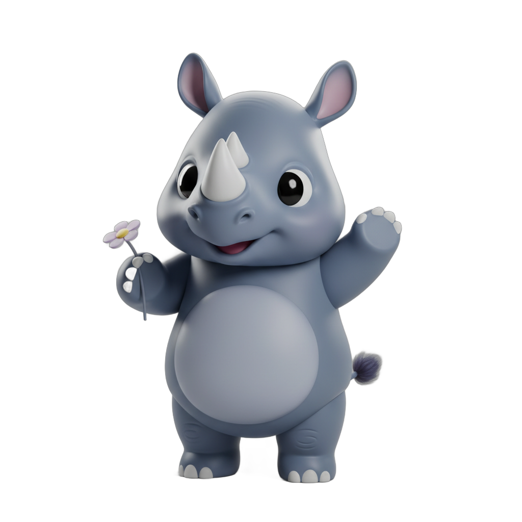 Cute Cartoon Baby Rhino