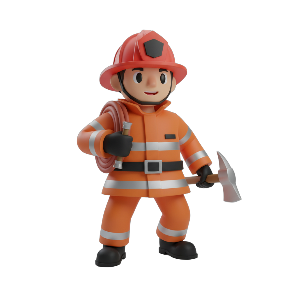 Cartoon Firefighter Character