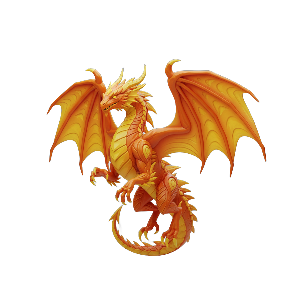 Stylized Orange and Yellow Dragon Figurine