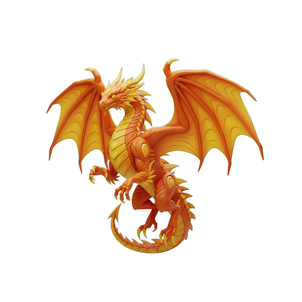 Stylized Orange and Yellow Dragon Figurine