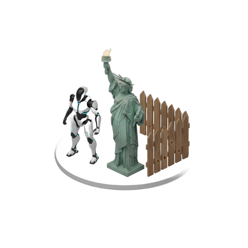 Isometric Scene Builder: Liberty, Fence & Robot