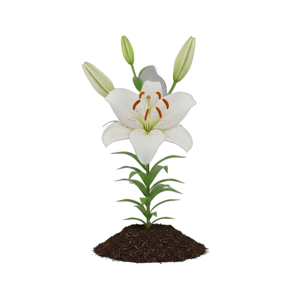 White Lily Flower with Buds