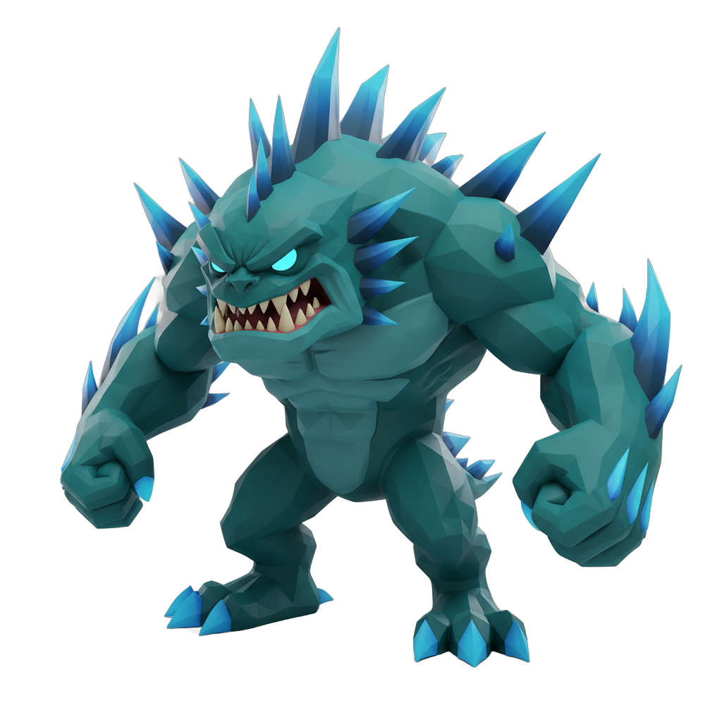 Angry Teal Cartoon Monster