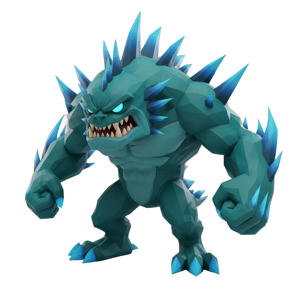 Angry Teal Cartoon Monster
