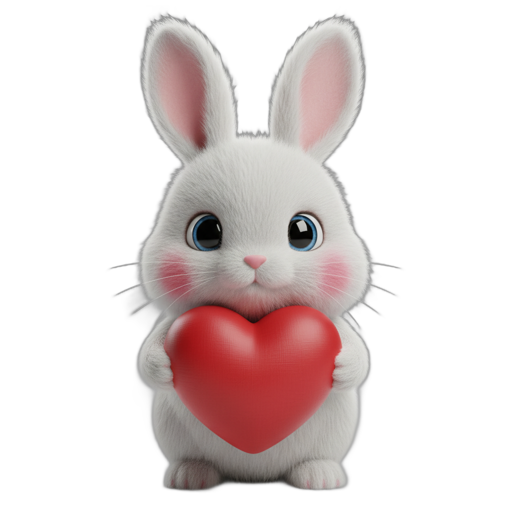 Cute Bunny Holding Heart