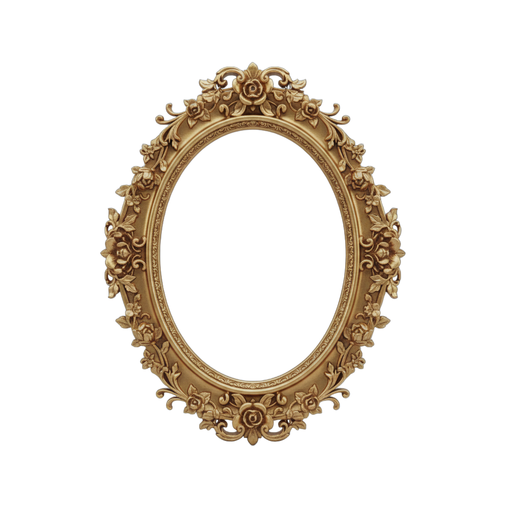 Oval Vintage Golden Floral Frame