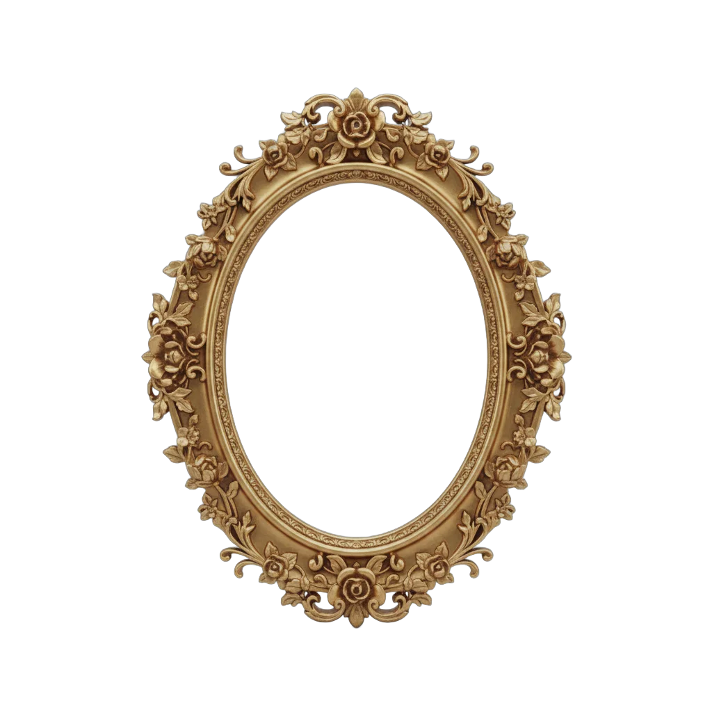 Oval Vintage Golden Floral Frame