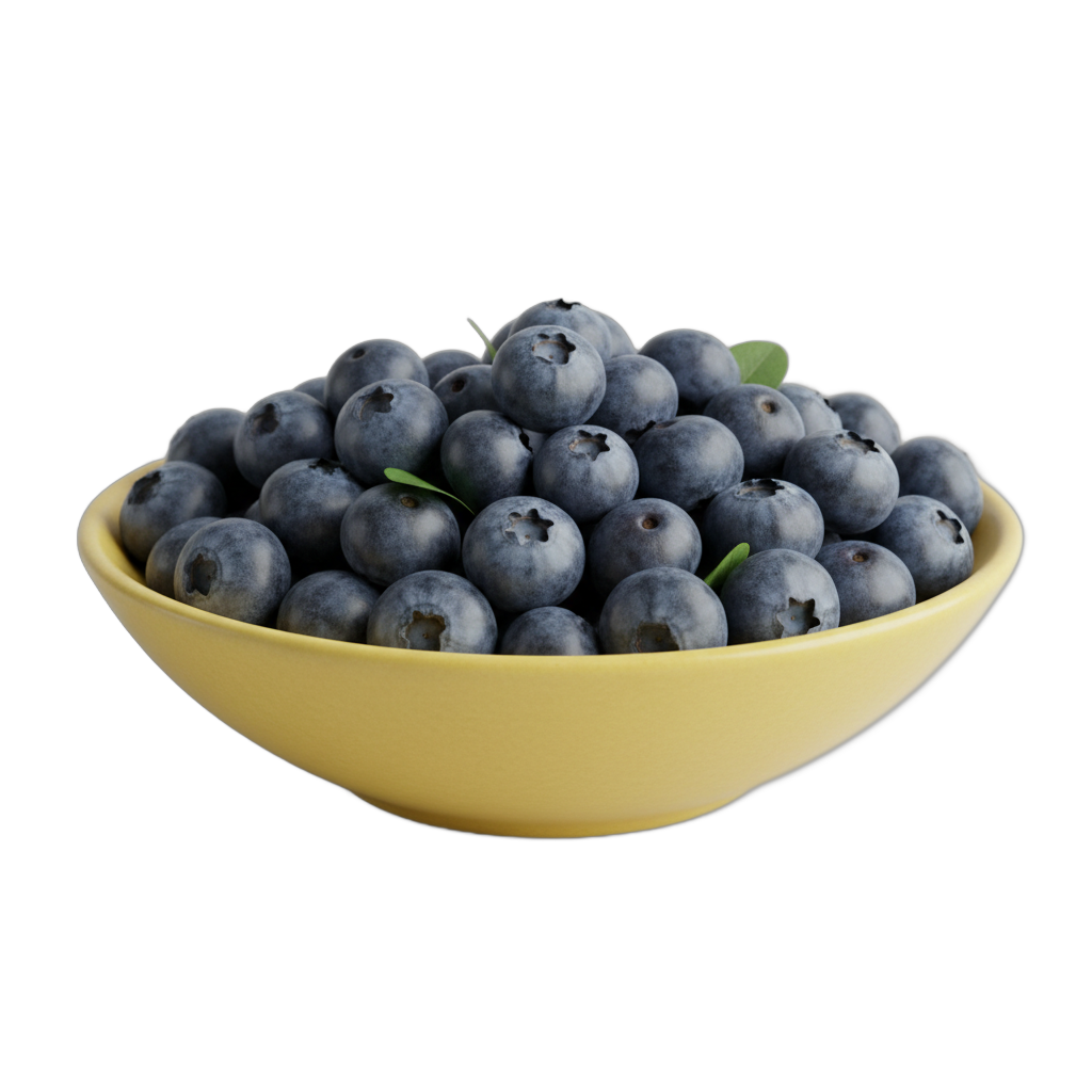 Fresh Blueberries in Yellow Bowl