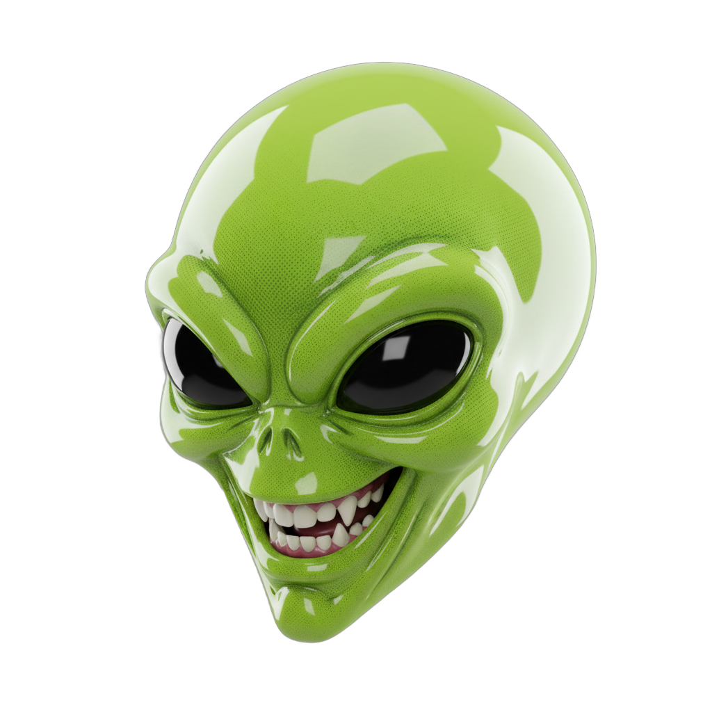 Lime Green Comic Alien Head