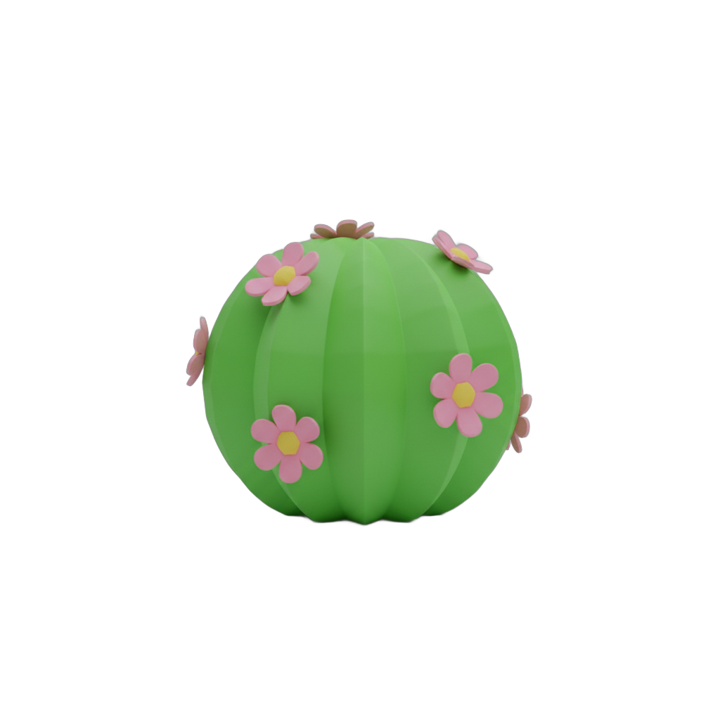 Cartoon Cactus with Flowers