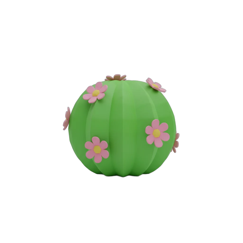 Cartoon Cactus with Flowers