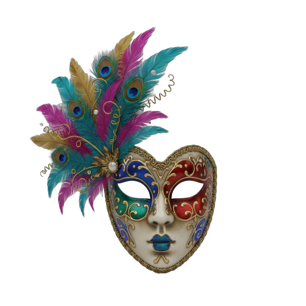 Venetian Carnival Mask with Feathers
