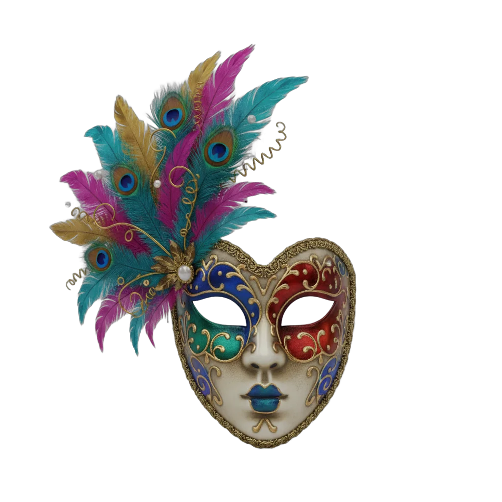 Venetian Carnival Mask with Feathers