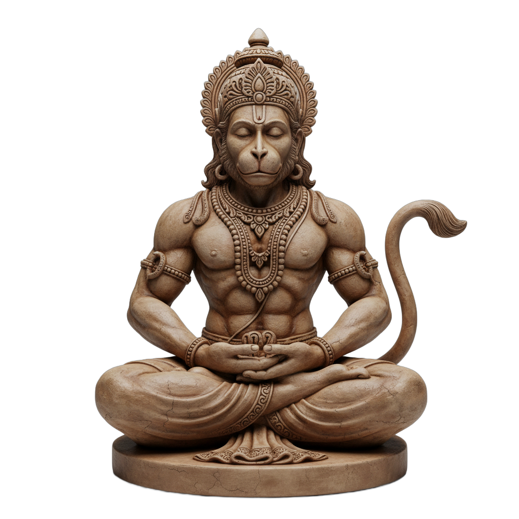 Meditative Hanuman Deity Sculpture