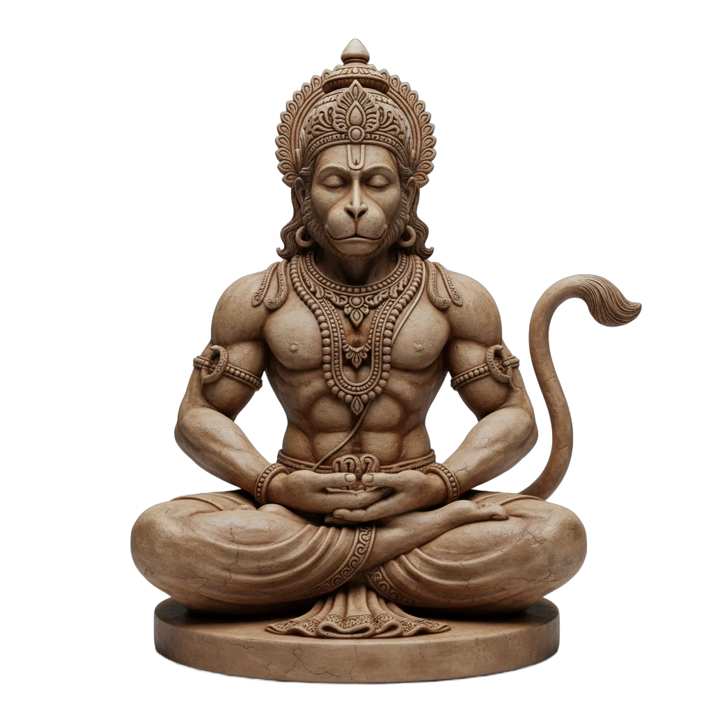 Meditative Hanuman Deity Sculpture