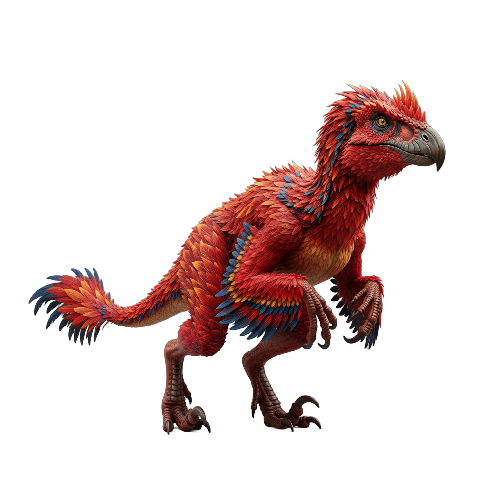 Red Feathered Dinosaur Creature