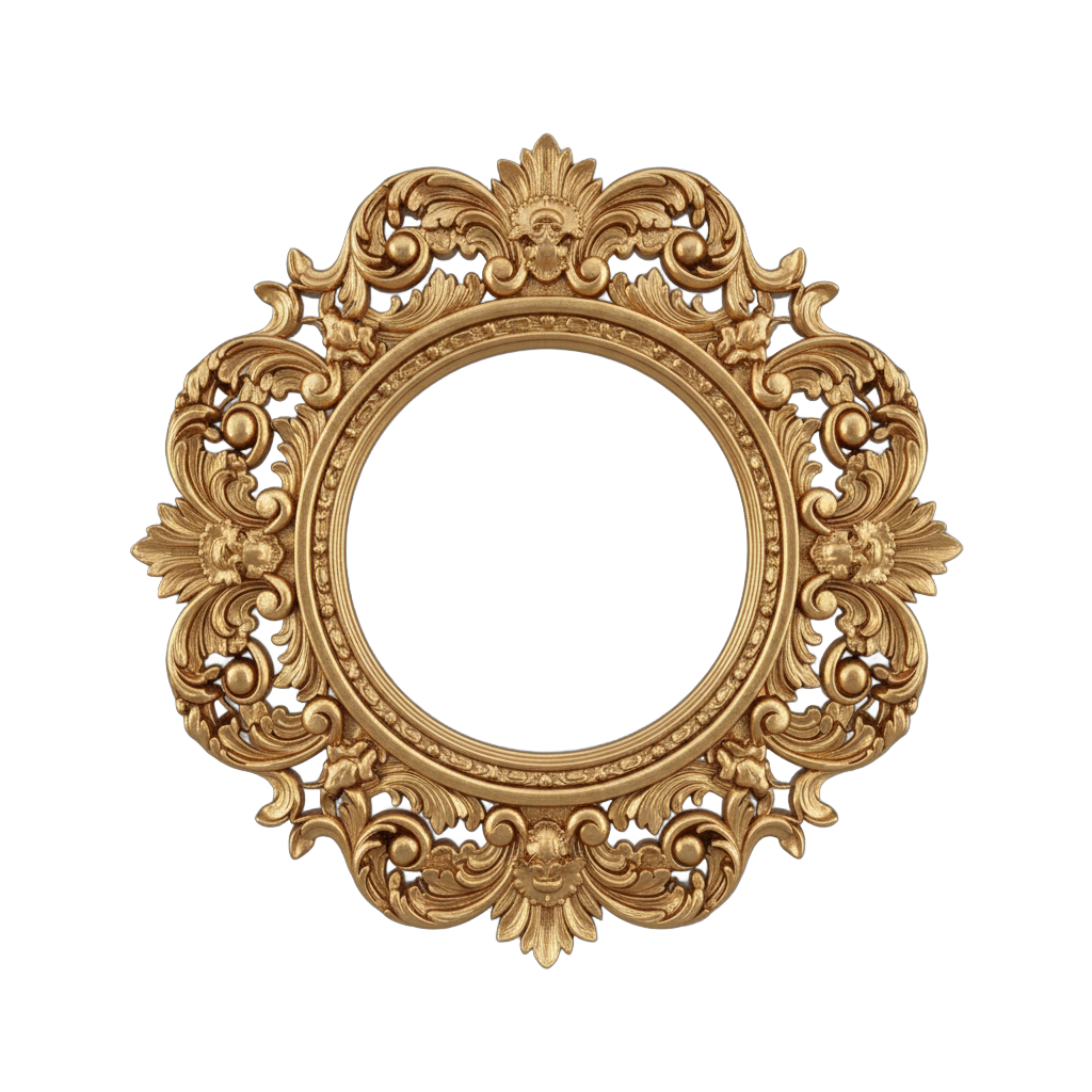 Ornate Golden Circular Baroque Frame