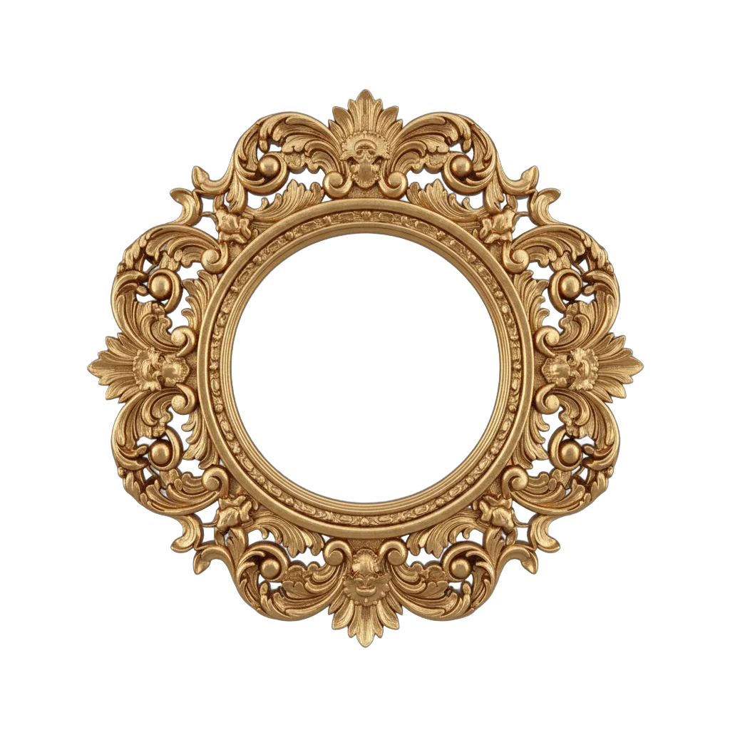 Ornate Golden Circular Baroque Frame