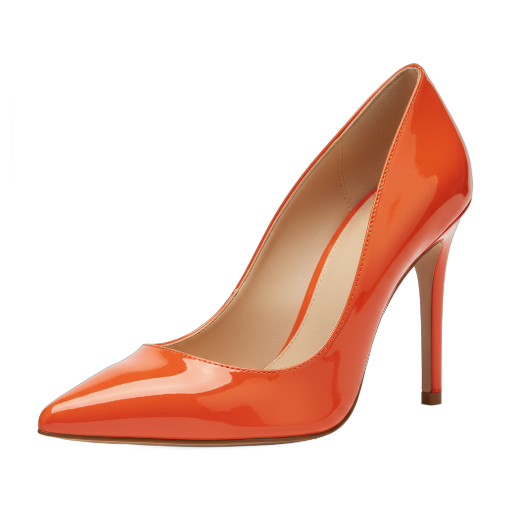 Orange Patent Leather High Heel Shoes