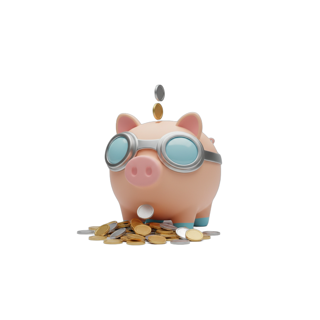 Cartoon Piggy Bank with Goggles