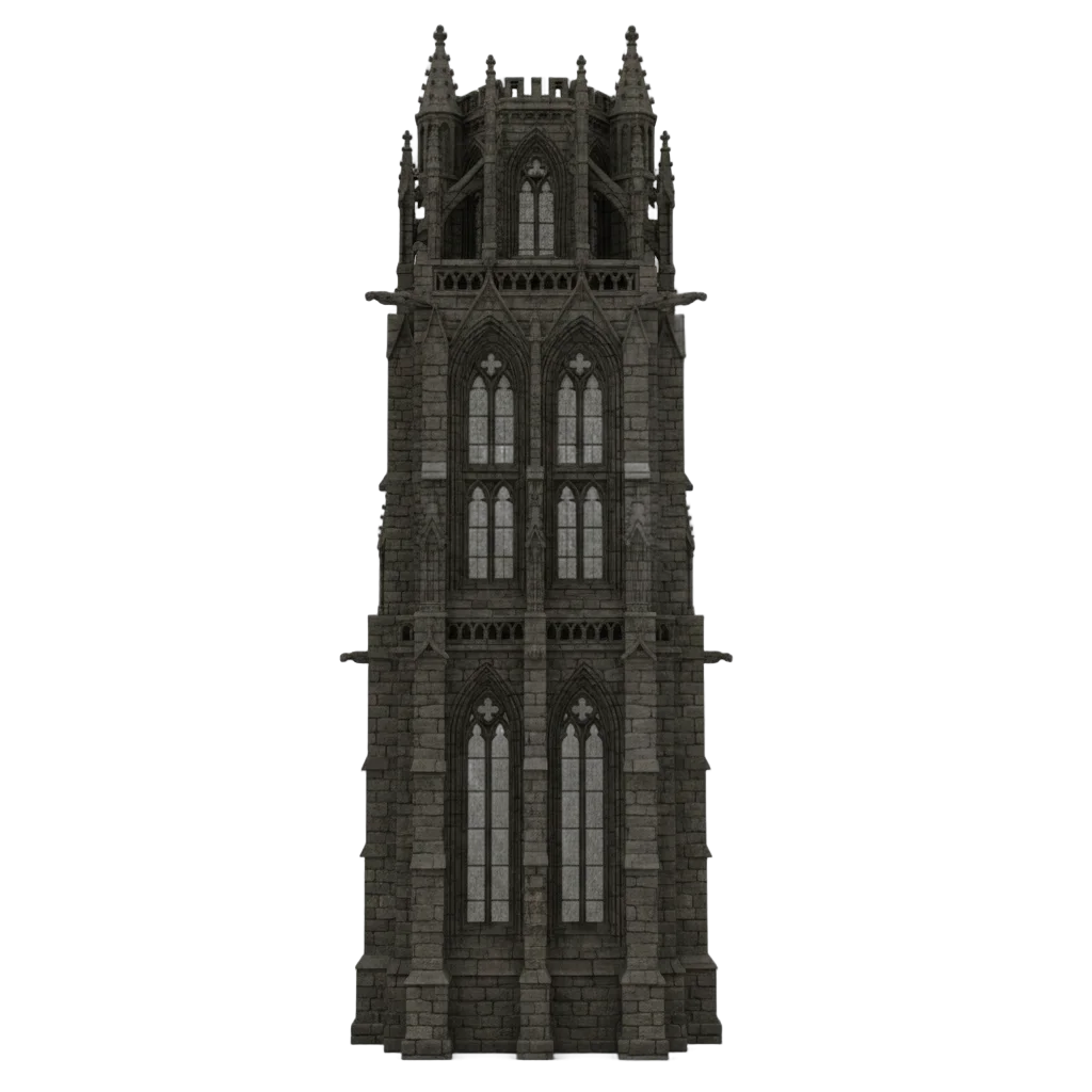 Gothic Stone Tower with Arched Windows