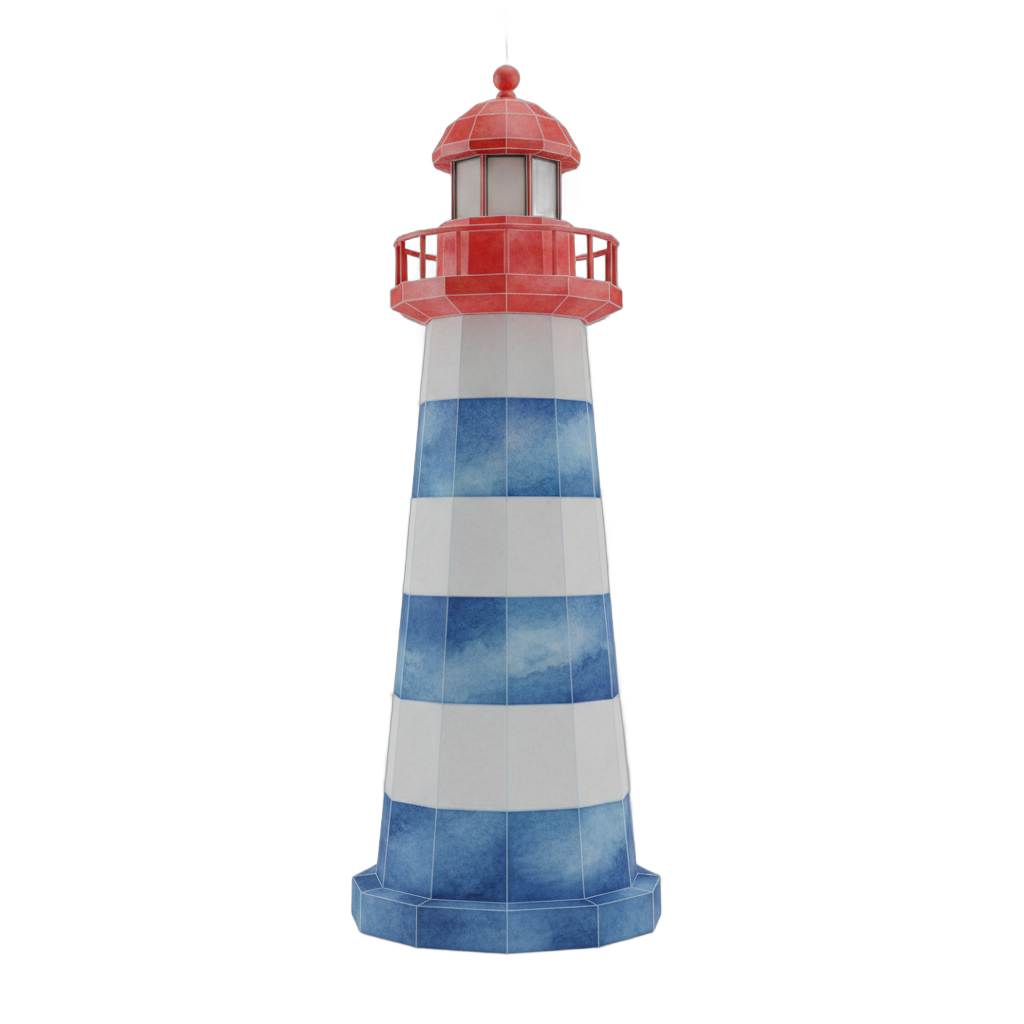 Watercolor Striped Lighthouse