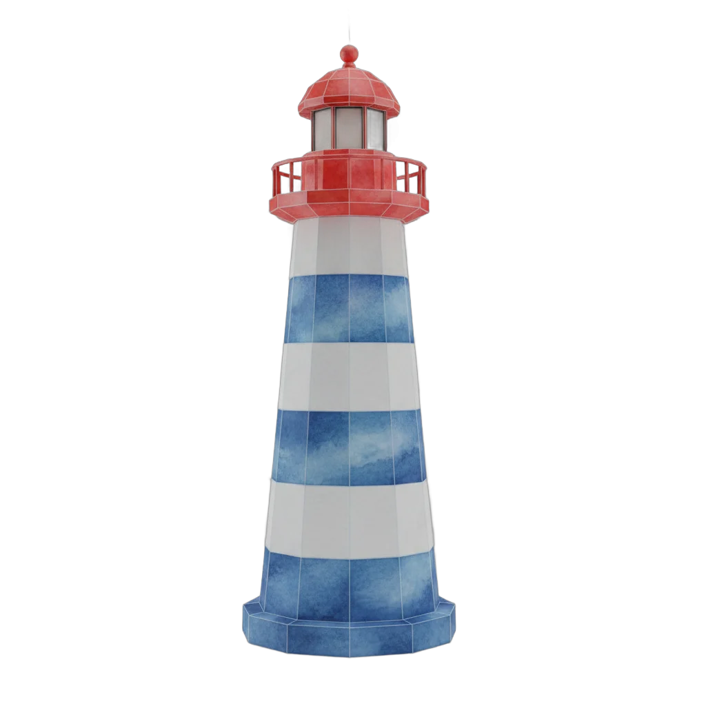 Watercolor Striped Lighthouse