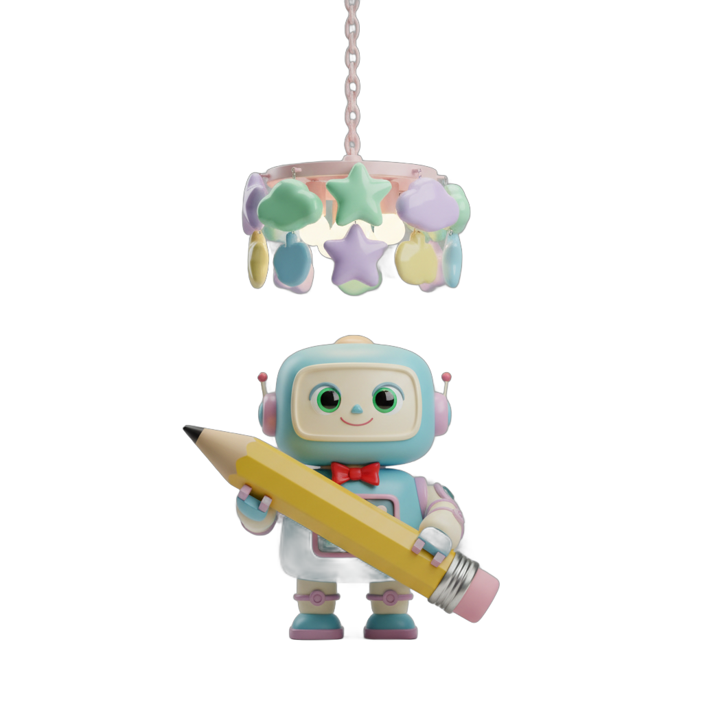 Cartoon Robot and Whimsical Chandelier Bundle