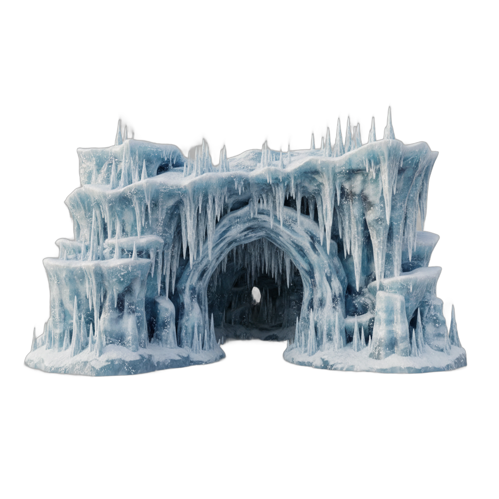 Ice Cave with Stalactites and Archway