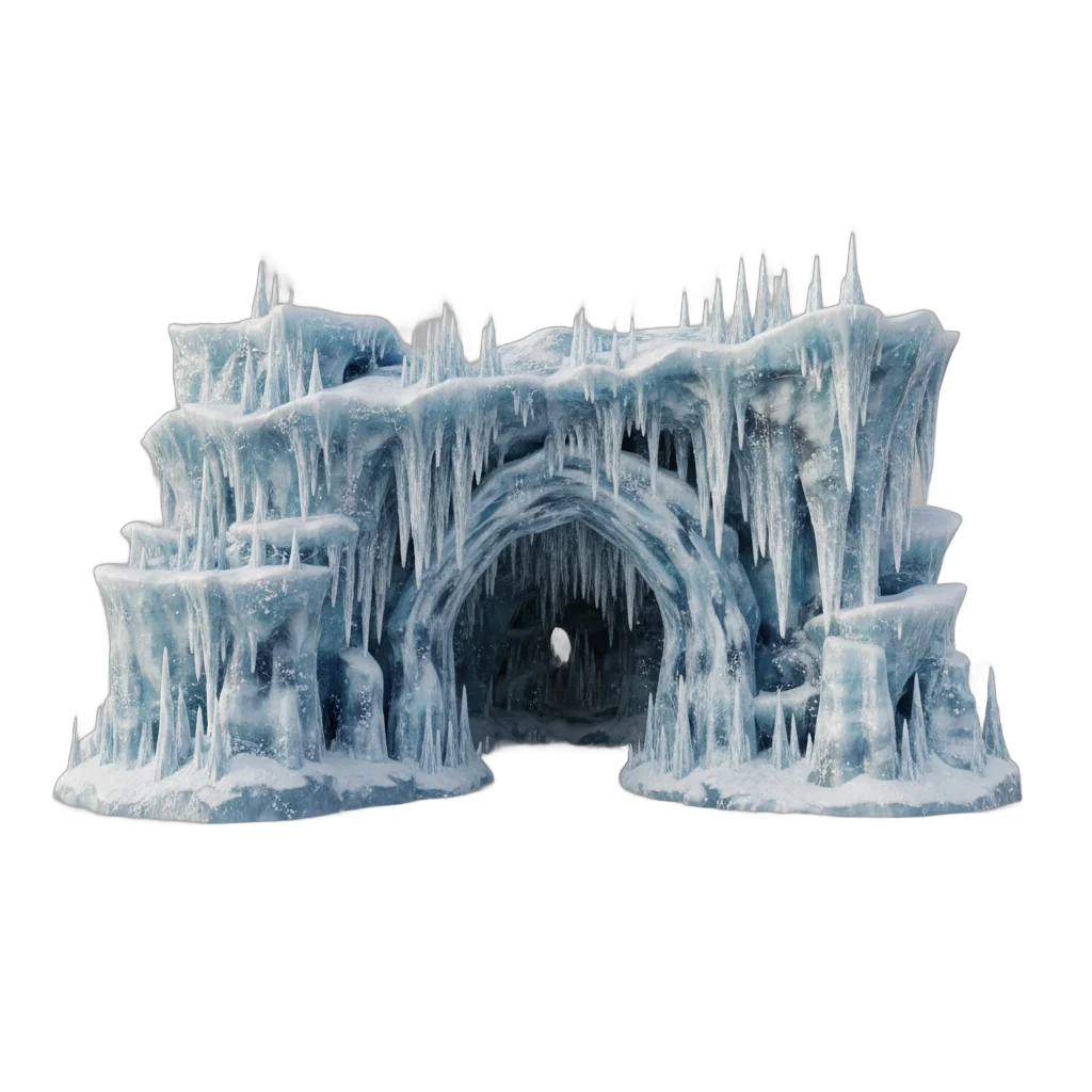 Ice Cave with Stalactites and Archway