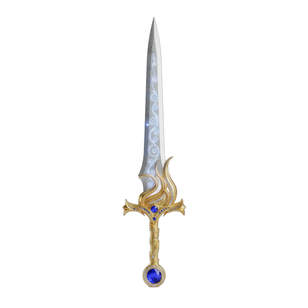 Ornate Fantasy Sword with Blue Engravings