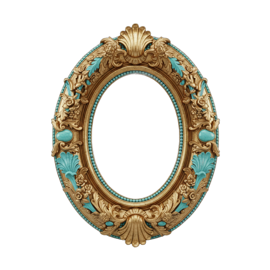 Baroque Oval Gold Frame with Turquoise