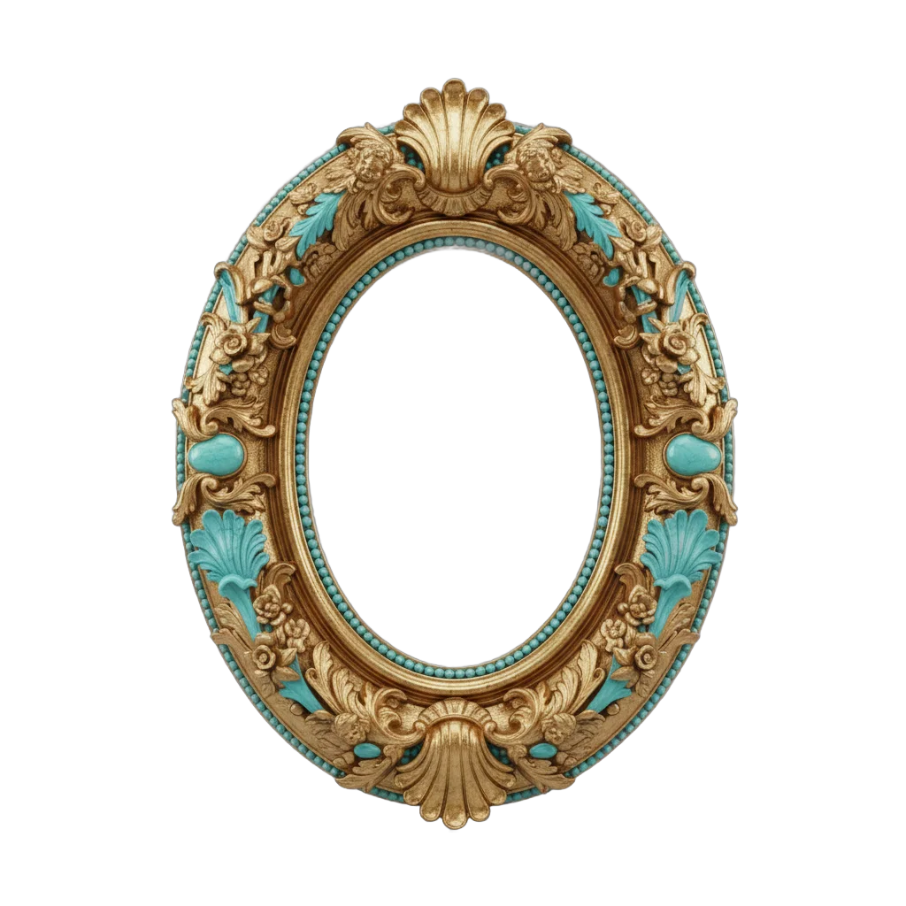 Baroque Oval Gold Frame with Turquoise