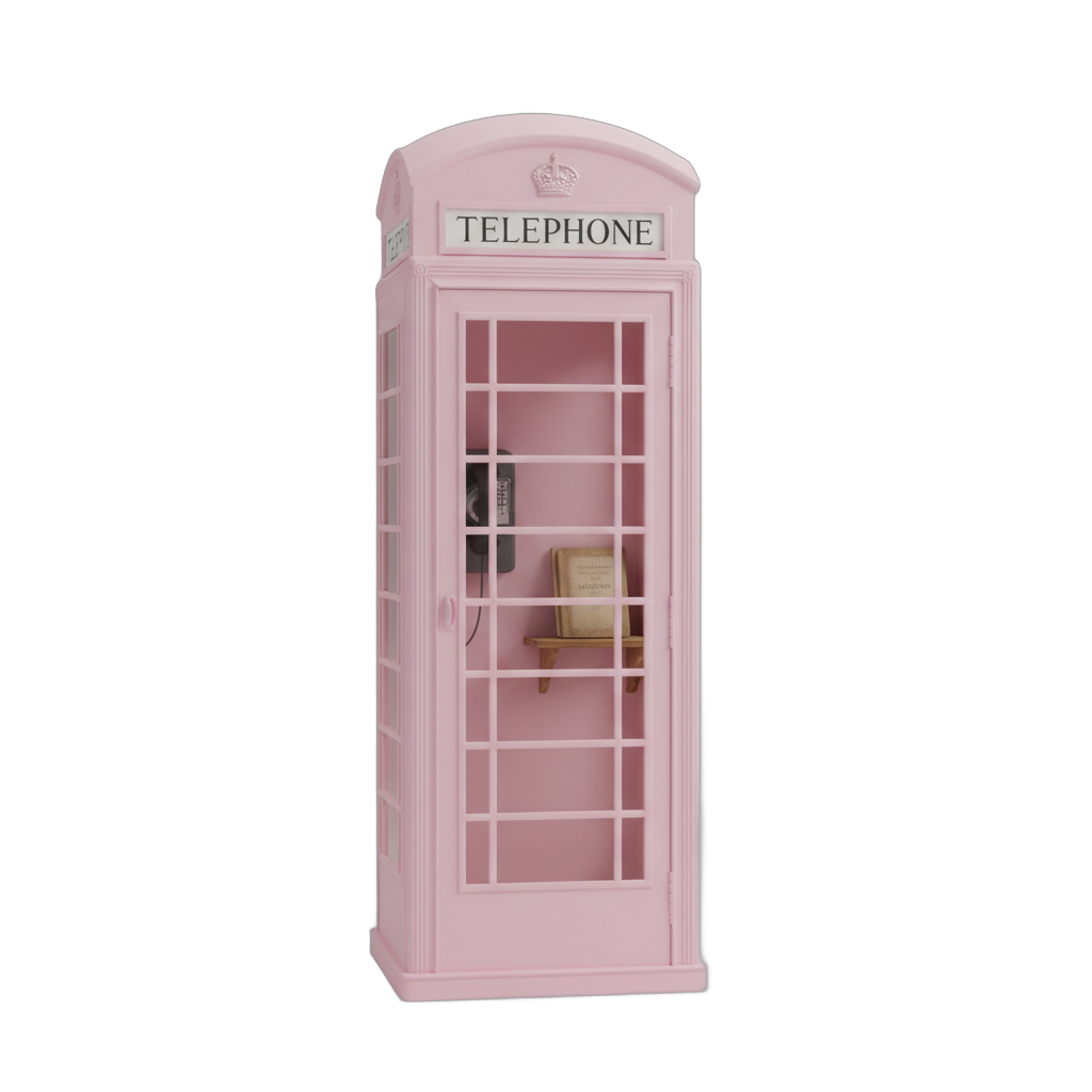 Vintage Pink British Telephone Booth