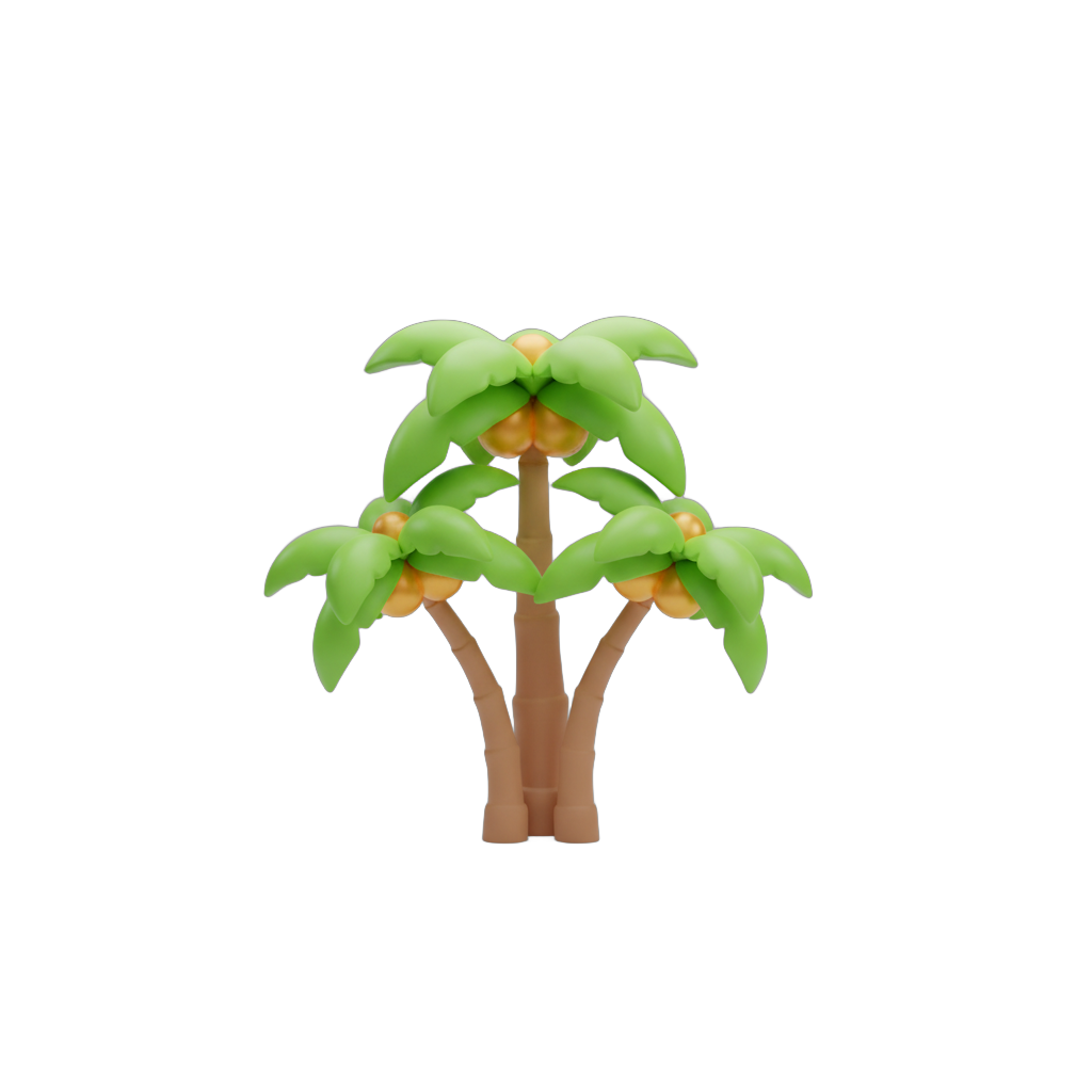 Cartoon Palm Trees with Coconuts