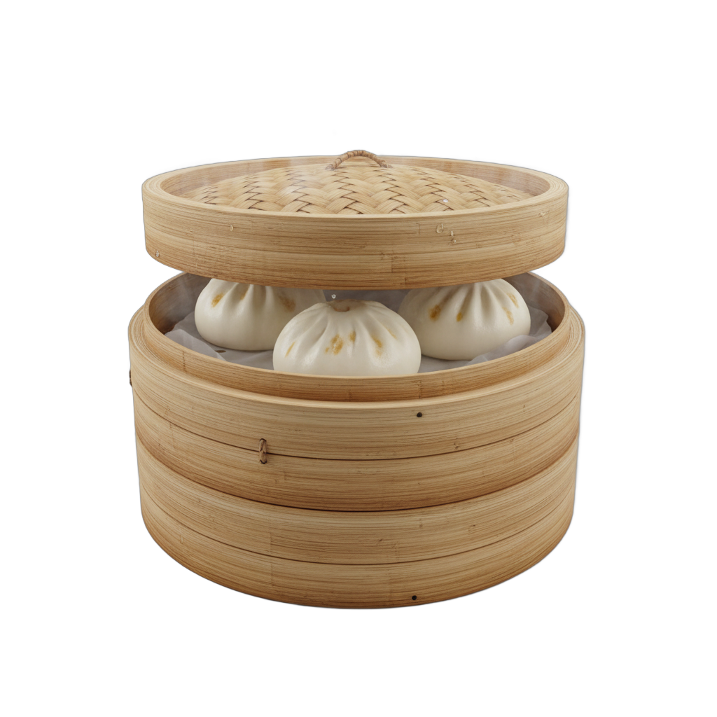 Bamboo Steamer with Bao Buns
