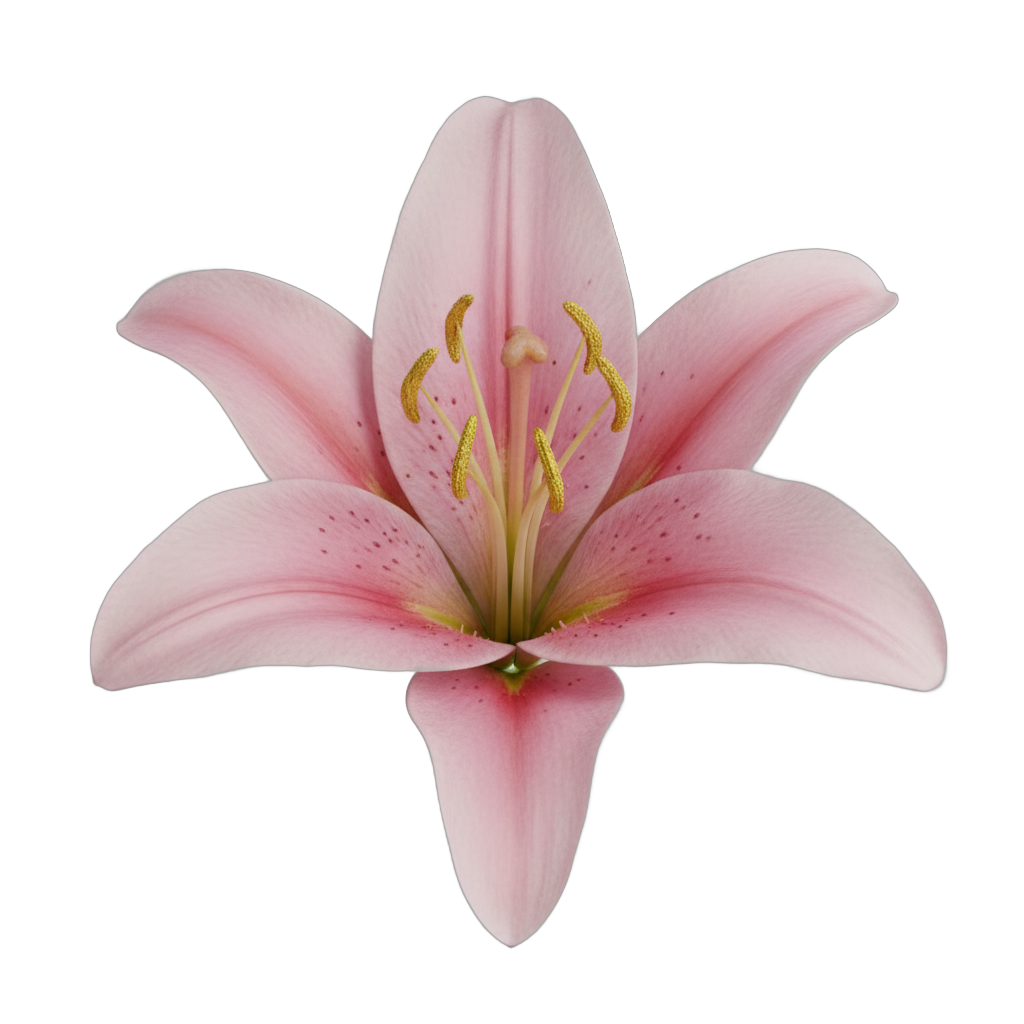 Pink Lily Flower with Golden Center