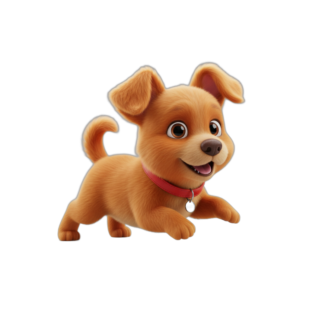Animated Orange Puppy with Red Collar