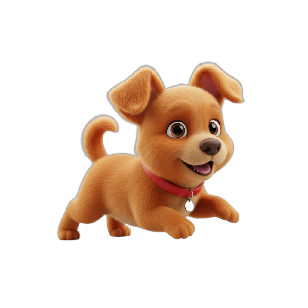 Animated Orange Puppy with Red Collar