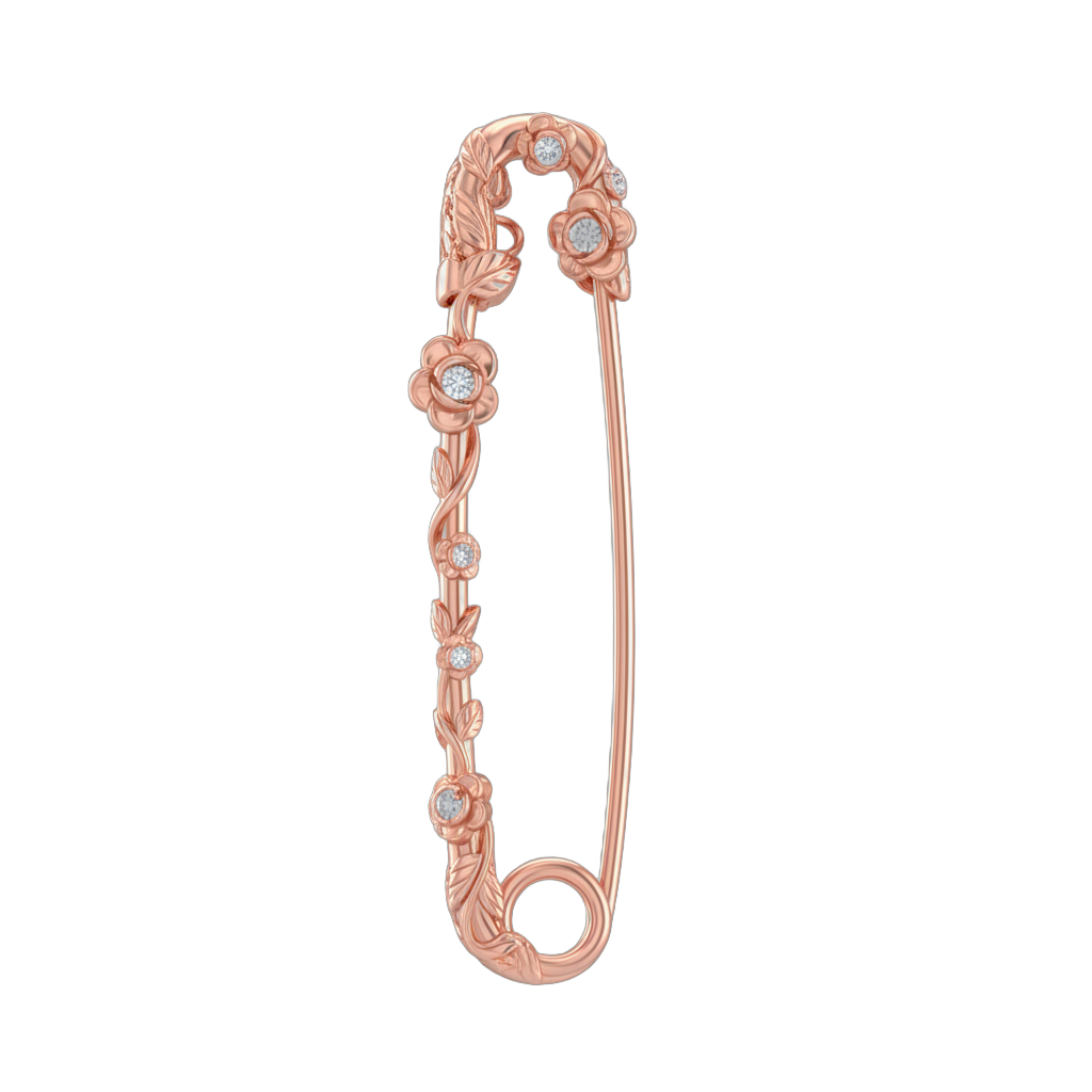 Rose Gold Diamond Floral Safety Pin