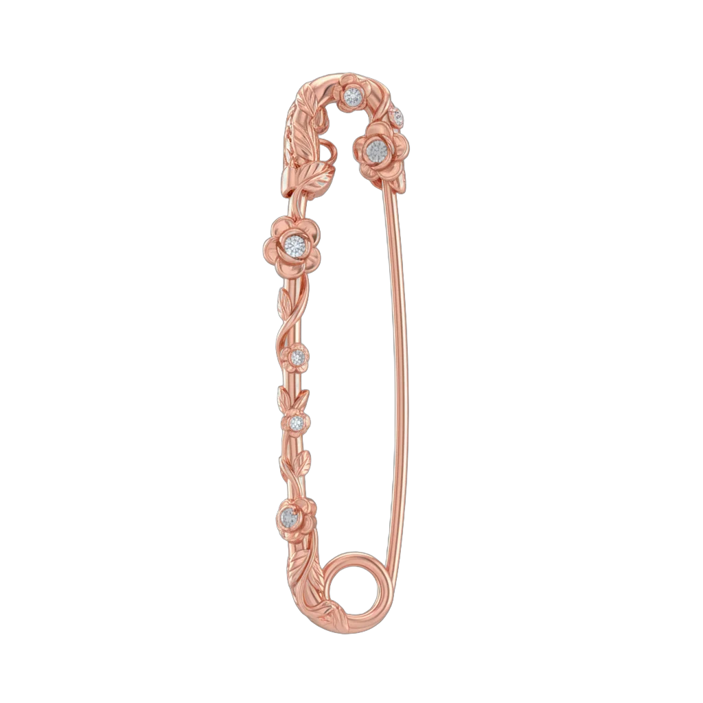 Rose Gold Diamond Floral Safety Pin