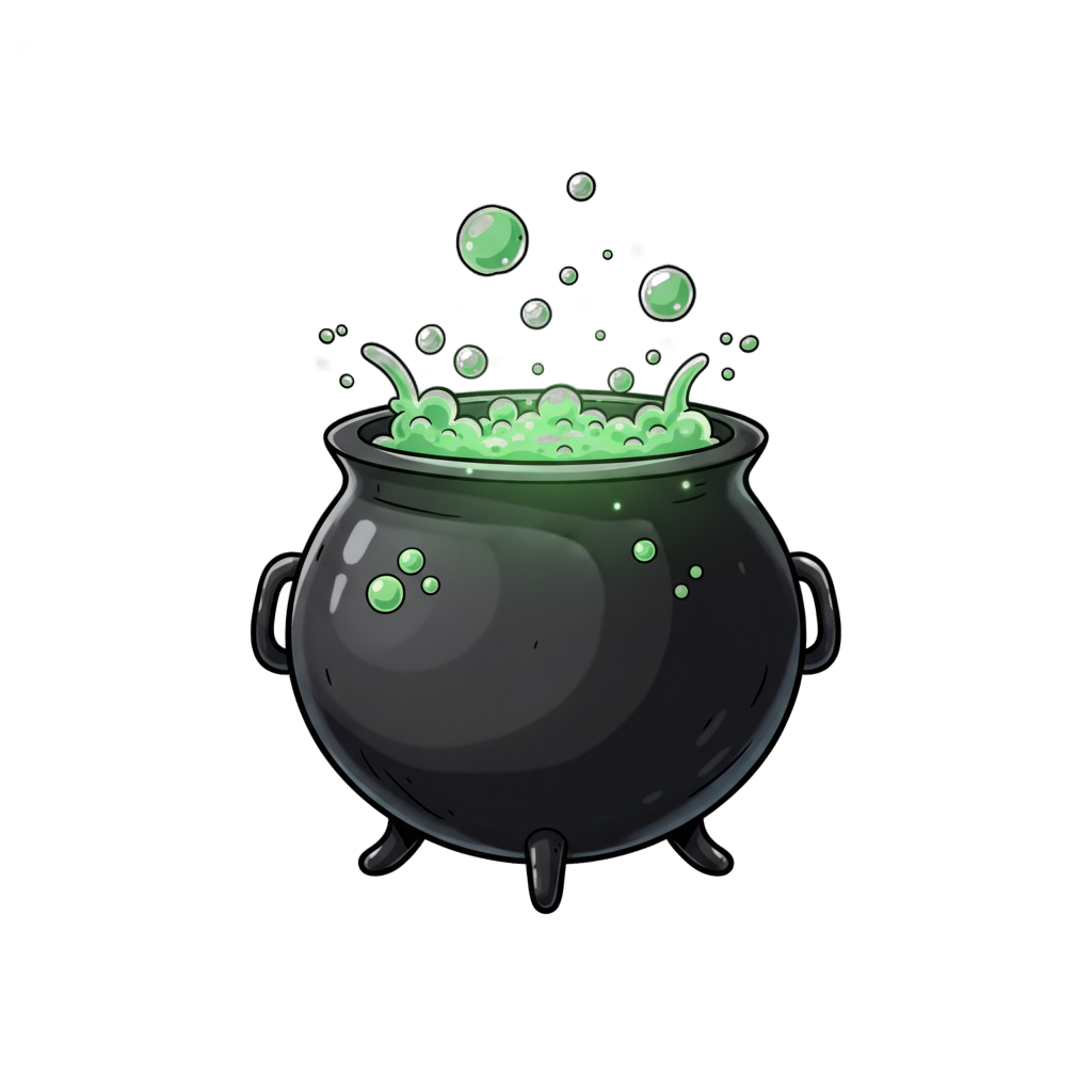 Cartoon Cauldron with Green Liquid